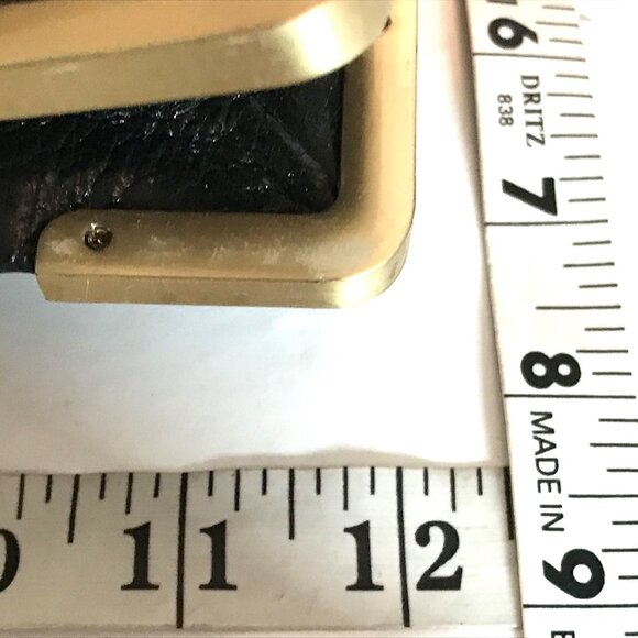 VTG Y2K Womens Black Leather Envelope Shoulder Bag With Gold Chain Strap - Picture 8 of 10